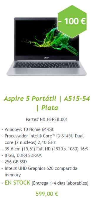 Portatil acer descuento estudiante